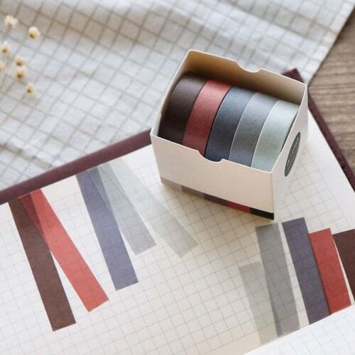 5pcs Paper Tape Set Adhesive Decoration Tapes Masking Stickers Diary Album Stationery School Supply