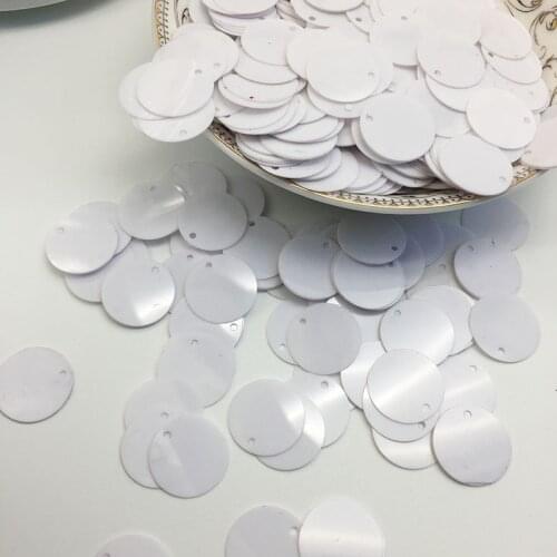 50g/lot 20mm Large Round Sequins PVC Sequins Sewing Flat Hole Dancing Dress Accessory Craft Wedding White Sequins