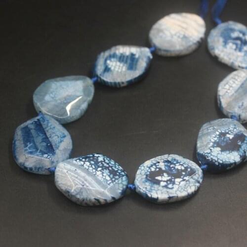 Approx9PCS/strand Faceted Blue Dragon Veins Agates Druzy Cut Slab Nugget Beads,Natural Gems Stone Slice Pendants Jewelry