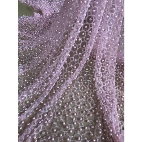 Nigerian glitter Lace Fabric with beads Top Selling Lace Fabrics SYJ-668888 High Quality African French Tulle Lace Fabric