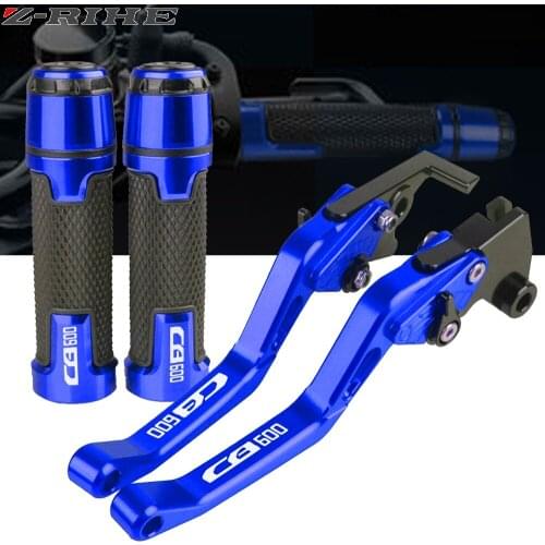 CB600 LOGO Motorcycle Adjustable Folding Brake Clutch Levers Handlebar Hand Grips Ends For Honda CB599 CB600F CB600 F 2007-2013