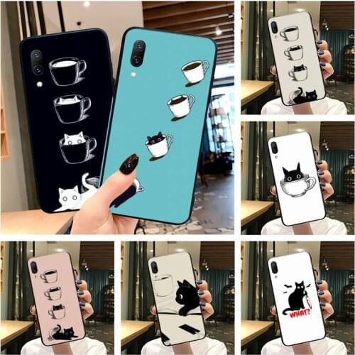Coffee Cup And Cat Phone Case For Vivo Y91c Y17 Y51 Y67 Y55 Y7s Y81 Y19 Y97 Y93 V17 vivos5