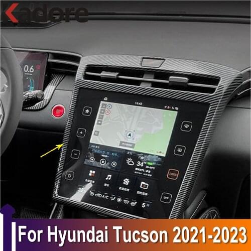 For Hyundai Tucson 2021 2022 2023 Carbon Fiber Car Interior Navigation Control Panel Decorative Frame Cover Trim car accessories