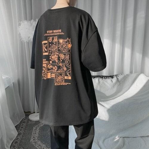 Men Loose Fit Vintage Fashion Printed Graphic T Shirts 2021 Summer Mens Japanese Streetwear Cotton Harajuku T Shirt Casual Tees