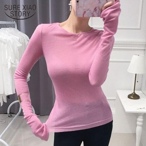 Women Sexy T-Shirt Long Sleeve Slim Basic Elasticity Tshirt Korean Style Ladies Top Vogue Womens Clothing T Shirt Femme 7542 50
