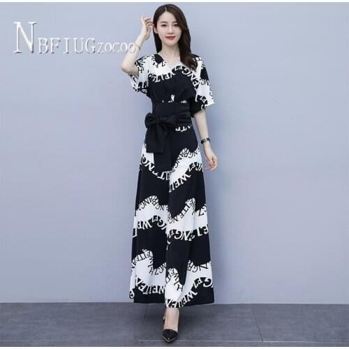 Hipster Chiffon Women Sets Short Sleeve Blouse And Pants Female Sets