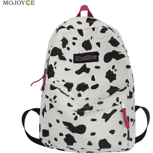 Women Canvas Zebra Cow Pattern Print Backpack Preppy Style Ladies Large Handbags Ladies Girl Backpack Preppy Style Travel Bag