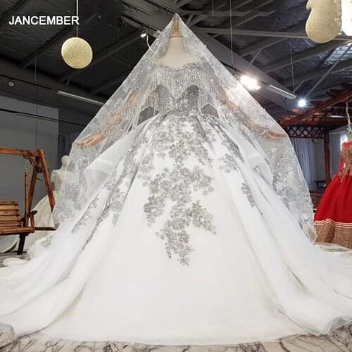 HTL1752 Sexy Deep V-Neck Chest Prefix Full Of Beaded Tassels Wedding Dress 2020 Sequined Crystal sukienki slubne