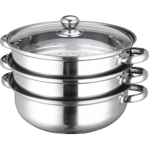 Quality Cooking Steamer 3 Tier Steamer Saucepan Pot Stainless Steel 27.5 Cm For Steamed Stuffed Bun Fish Kitchen Utensil