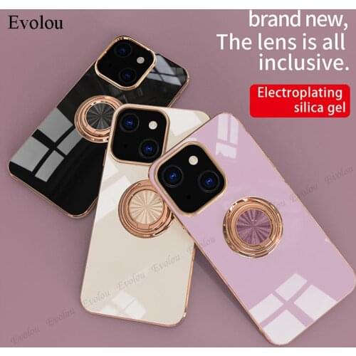 6D Plating Ring Stand Hoder Case For iphone 13 12 11 Pro Max SE 2020 XS XR 8 7 13 mini Plus Camera Lens Protection Back Cover