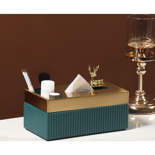 Tissue Box American Luxury Tissue Box European High Grade Napkin Box Family Living Room Tea Table Storage Box Wedding Gift