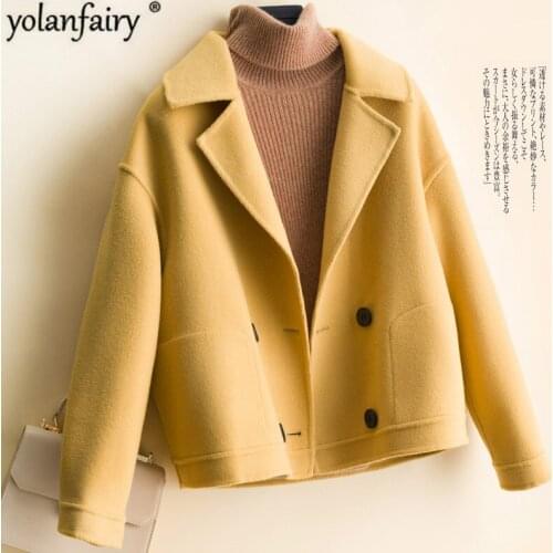 Short 100% Wool Coat Female Korean Double-sided Wool Jacket Loose Overcoat Spring Autumn Womens Coats and Jackets 9217 KJ4043