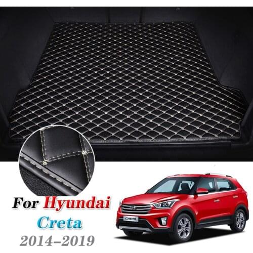 Kcimo Leather Car Trunk Mats for Hyundai Creta ix25 Cantus 2014-2019 Rear Cargo Liner Boot Tray Pad Auto Carpet Floor Mat