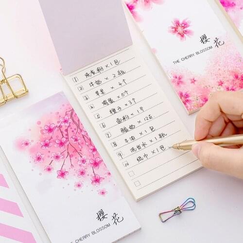 Cute Sakura Block Paper Memo Pad Notepad Stationery Sticky Notes Book To Do Check List School Office Supplies Gift