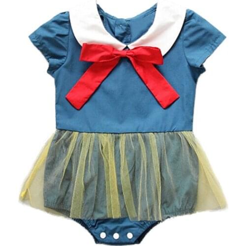 Newborn cute baby rompers girls clothes Cotton short sleeve bowknot princess tutu skirt infant jumpsuit