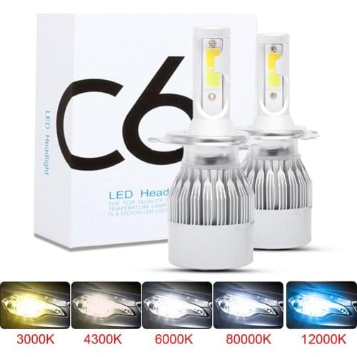 Muxall C6 H1 H3 Mini Headlight Hulbs H7 LED Car Lights H4 880 H11 HB3 9005 HB4 9006 H13 6000K 72W 12V 24V 8000LM Auto Headlamps
