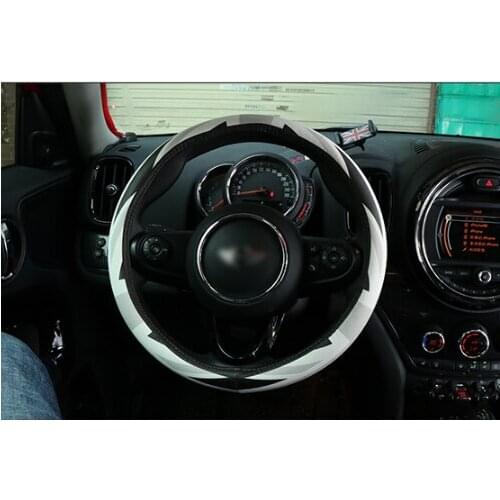 Refit Decoration Auto Steering Wheel Cover 38cm Microfiber Leather Auto Steering Wheel Protective Cover 15Inch for Car MIN MI