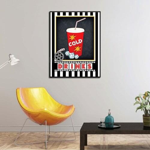 Wall Art Poster European Style Creative Retro Delicious Iced Cola with Industrial Gear Wind Pattern Decoration Background