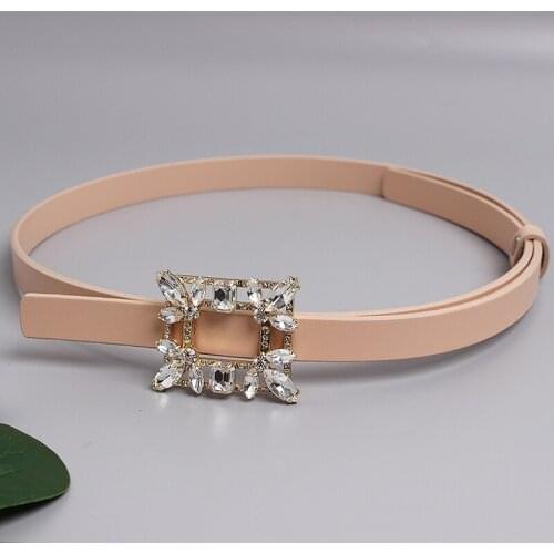 Irregular Rhinestone Stone Buckle Waist Belt Women Genuine Leather Solid Belt Slim Corset Waistband Female Coat Dress Belt Strap