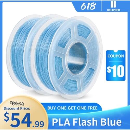 PLA 2KG Flash Blue 1.75mm Shining Twinkling filament 2KG 2 spools impressora for 3D Printer printing