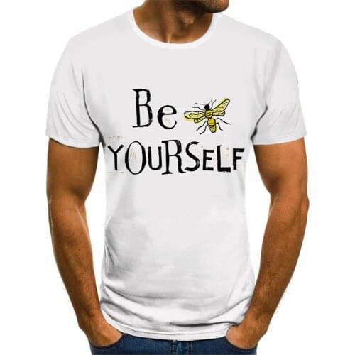 2021 new fashion cute bee tattoo mens short-sleeved 3d digital printing summer funny creative casual childrens T-shirt top