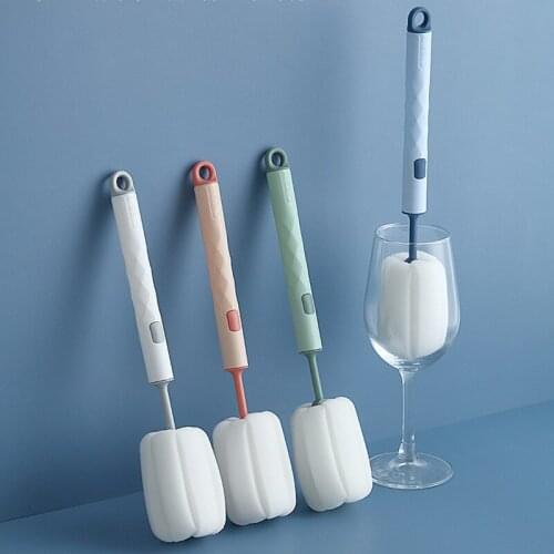 2021 new long handle cup washing brush diamond shaped sponge water cup brush household no dead angle bottle brush tea cup brush