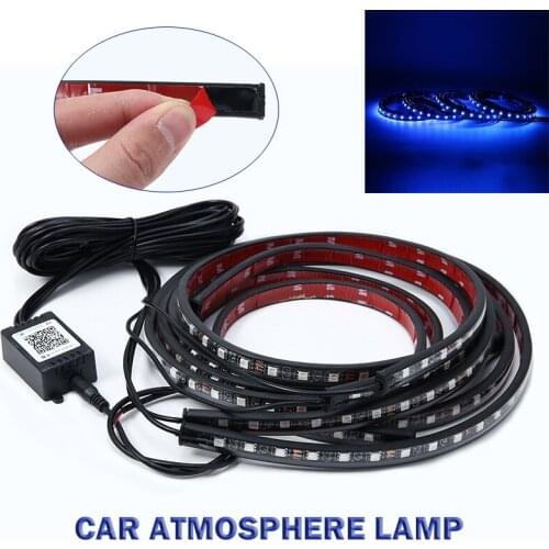 New Arrival 1Set DC 12V 5050 LED Phone App Control Under Car Tube Strip RGB LED Underglow Body Neon Light Kit for Car Decoration