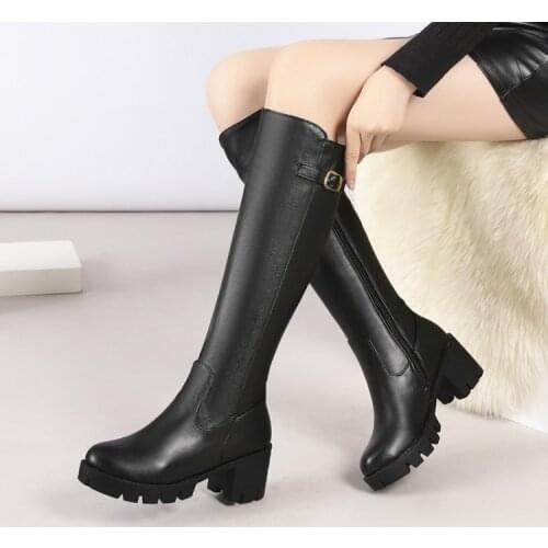 Winter new 41 high-heeled boots 42 knight boots thick heel womens boots 43 extra large size womens shoes 40-44 45 46