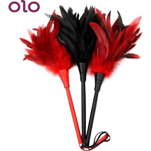 OLO Feather Whip Erotic Sex Toy Clitoris Tick Slave Role Play Couple Flirting Itching Feather Spanking Bondage Adult Game
