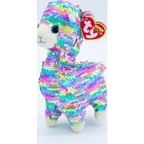 New 6" 15cm Ty Big Eyes Stuffed Peas Plush Animal Lola Sequin Llama Flippable Series Collection Doll Childrens Birthday Gift