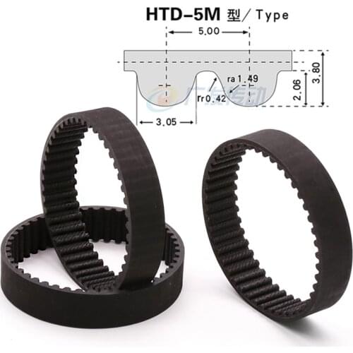 Rubber Closed Loop Timing Belt Perimeter 255 260 265 270 275 280 285 290 295 300 305mm HTD-5M Synchronous Belt Width 15mm