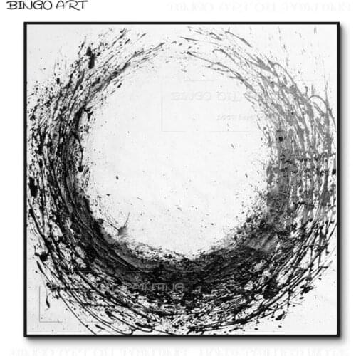 Hand-painted High Quality Abstract Black and White Acrylic Painting Thick Paints Abstract Black and White Thick Acrylic Painting