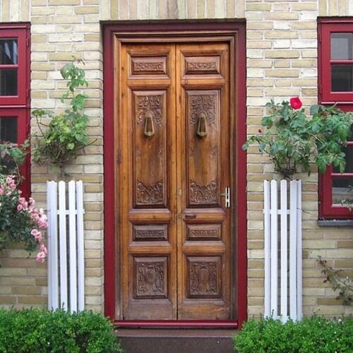 Old Wood Door Self-adhesive Sticker on the Doors PVC Waterproof Wallpaper Wall Art Mural Decal Home Decoration autocollant porte