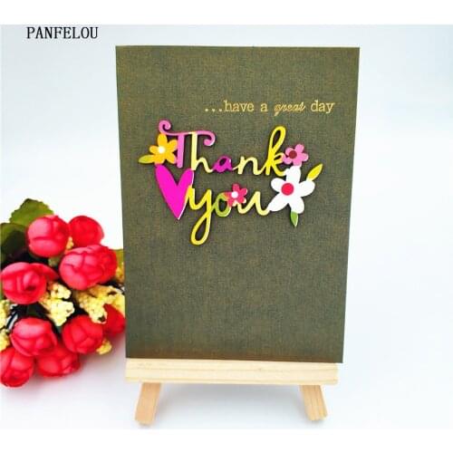 PANFELOU dies cutting dies Thank you wordsBirthday card Scrapbooking DIY album cards paper die metal craft stencils punch cuts