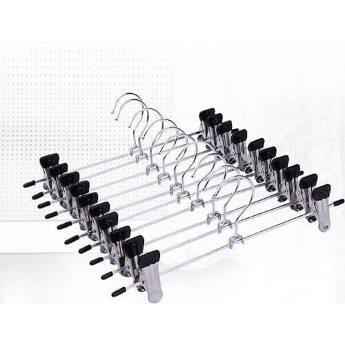 10pcs/lot New Hangers For Clothes Stainless Steel Clip Stand Hanger Pants Skirt Kid Clothes Adjustable Pinch Grip Cabide 3