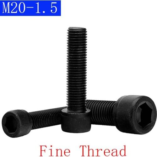 M20 - 1.5 ( 20mm ) FINE Thread Socket Head Caps Screws 12.9 Alloy Steel Black Oxide DIN 912 ISO 4762