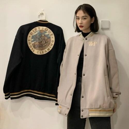 Womens jacket New Letter Embroidery Loose and Thickened Baseball Jackets Cotton Jacket For Women