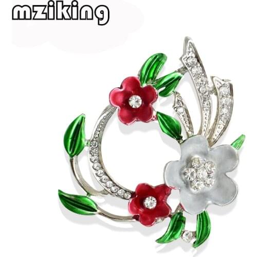 Mziking New Rhinestone Flower brooch for Women Crystal Vintage Brooches and Pin Antique Broche Brosh Wedding Jewelry Accessory