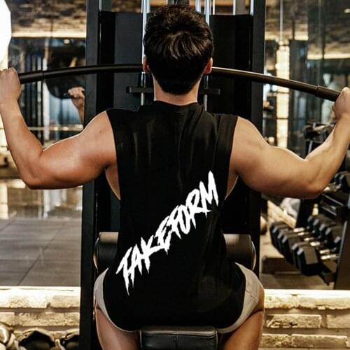 Muscle exercise print vest Men Summer Running quick-drying tank top Male slim breathable sleeveless casual Fashion sweatshirts