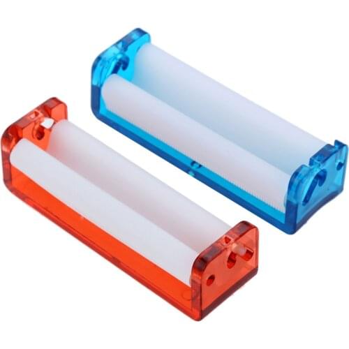 1Pc Plastic Rolling Machine Transparent Tobacco Roller Cigarette Rolling Machine Hand Roller For 78MM Paper Red/Blue