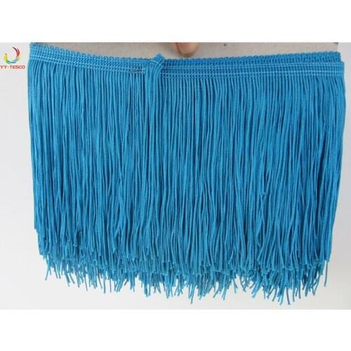 10 yard/lot 15CM Long Blue Polyester Fringe Trim African Tassel Ribbon Lace Sew Latin Dress Garment Curtain DIY Accessories