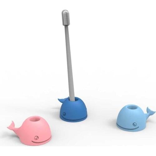 2pcs Cute Whale Toothbrush Holders Multi-function Silicone Makeup Brush Holder Toothpaste Storage Stand Washstand Organizer