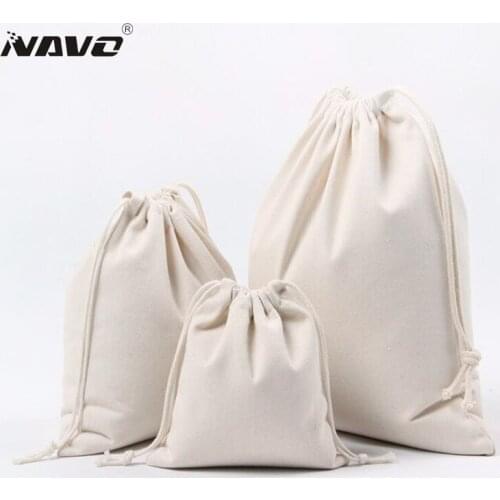 3pcs/set Dust Bag Cotton Drawstring Pouch Solid Calico Bag Cotton Canvas Cinch Bags Packing Organizer