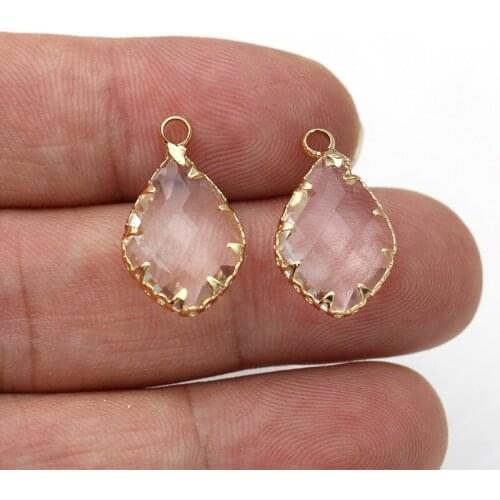 5PCS Gold Color Teardrop Clear Crystal Charm Pendant for Jewelry Making Necklace DIY Earrings Accessories Craft