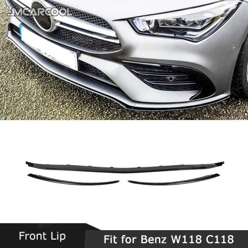 ABS Material Front Bumper Lip Spoiler accessorise For Mercedes Benz W118 C118 CLA35 CLA180 CLA200 CLA250 AMG Line 2019-2024