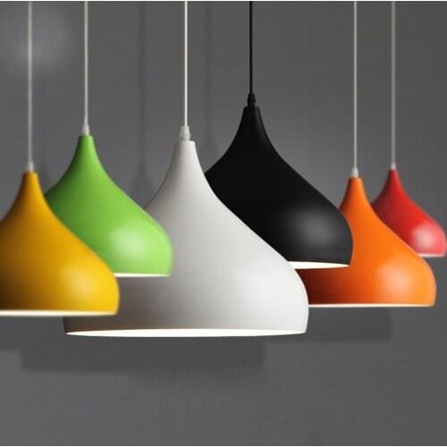 Dia 24cm 6 color aluminum lampshade luminaire pendant lights modern pendant lamp for restaurant bar shop lighting fixture