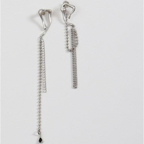 Venom tassel asymmetric Earrings ins fashion tassel design long atmospheric Tassel Earrings