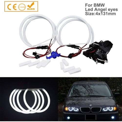 Car Accessories 1Set (4x131mm) Cotton Led Angel Eyes Bulb DRL For BMW E36 E38 E39 E46 LED Headlight Auto Products Super Bright