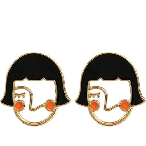 Free shipping 6 pair /lot fashion jewelry Artistic Temperament Hand Made Abstract enamel Face Earrings