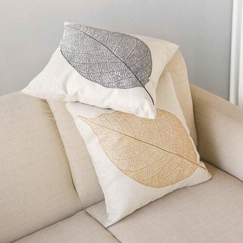 Brown/Black Leaf Print Decorative Cushion Cover For Home Decor Sofa Throw Pillowcase European Nordic Concise Seat Pillow Case